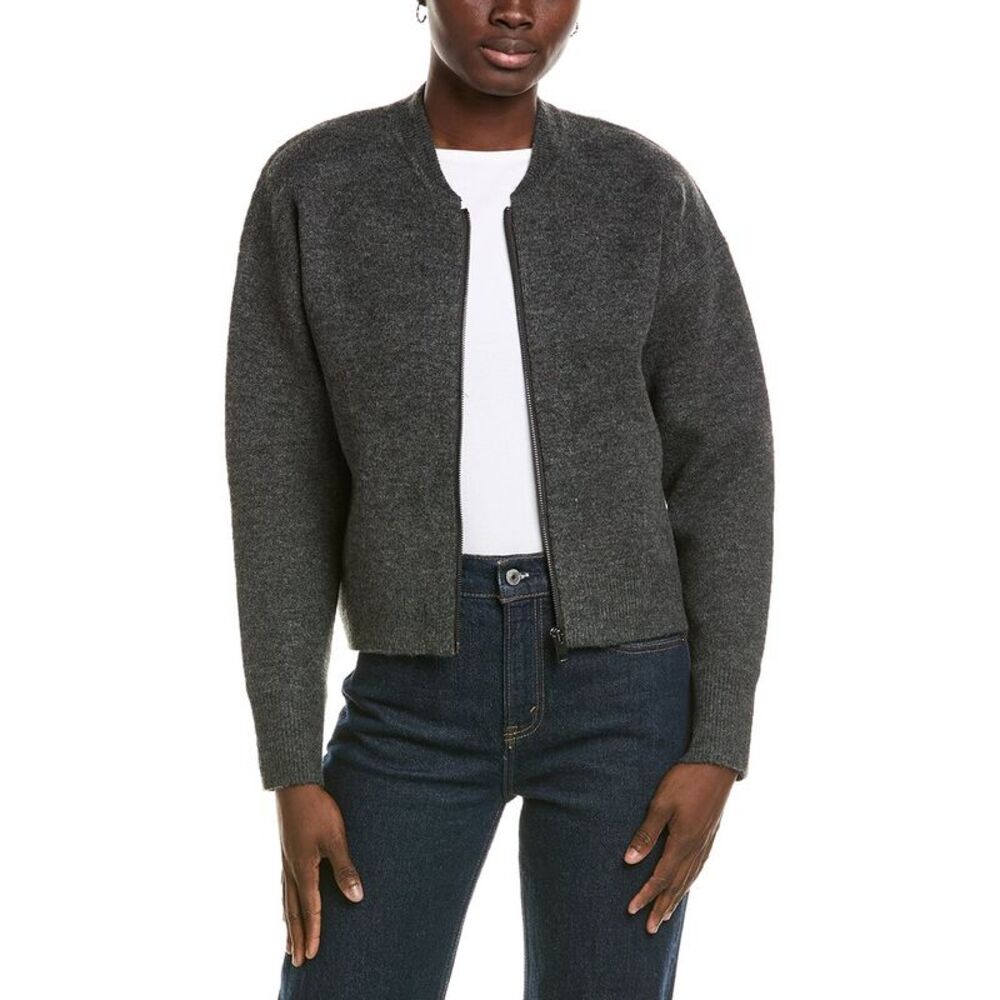 Michael Stars Womens Lidia Cropped Bomber Jacket, Grey